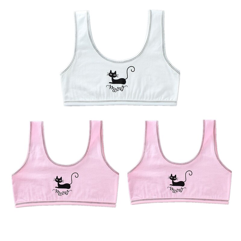 3pc/Lot Girl Bra Teen Crop Top Underwear Vest Racerback Puberty Sport Training Bras Letter Streetwear Tube Top 8-14Years: bai2fen