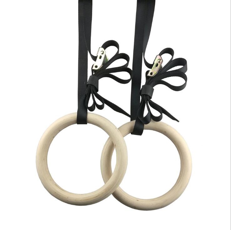 Wooden or ABS for choice 28mm Exercise Fitness Gymnastic Rings Gym Exercise Cross fit Pull Ups Muscle Ups Building Ring