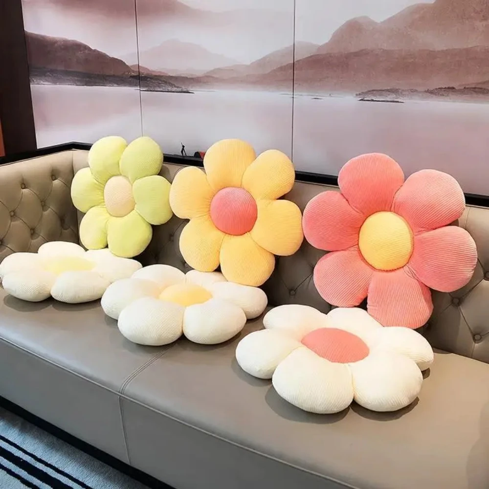 Almohada de asiento de pétalos, cojín suave y agradable para la piel de girasol, tapete de flores de felpa multifuncional y muy elástico para uso doméstico