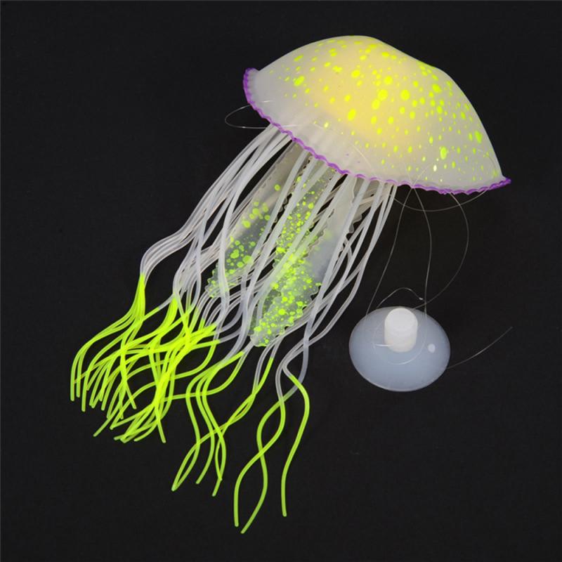 1pcs Aquarium Fish Tank Simulates Jellyfish Aquarium Landscaping Decoration Small Soft Jellyfish Home Aquatic Pet Supplies: yellow