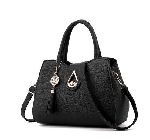 Zuid KoreaWomanTrend Lederen Messenger Tassen Handtassen Luxe Handtassen Vrouwen Tassen Hanger Shell Tas HP330Z-C: Black