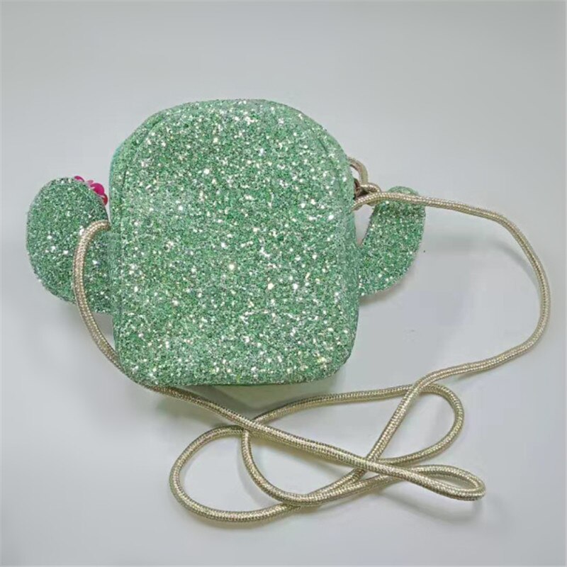 Creatieve Groene Cactus Plant Schoudertassen Mode Pailletten Bloem Mini Bloem Crossbody Zakken Mobiele Telefoon Portemonnee