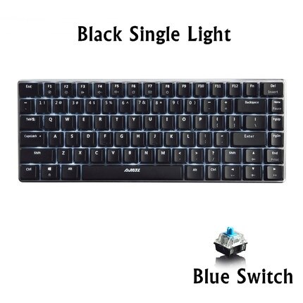Ajazz AK33 82 clé alliage panneau USB filaire rétro-éclairage mécanique jeu clavier bleu/noir axe avec câble détachable: OPTION 5