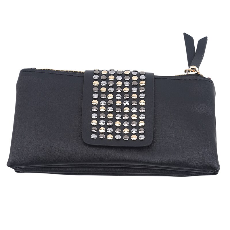 Pochette multifonctionnelle en cuir PU pour femmes, pochette à rivets de grande capacité, porte-monnaie de soirée, sac à main pour téléphone