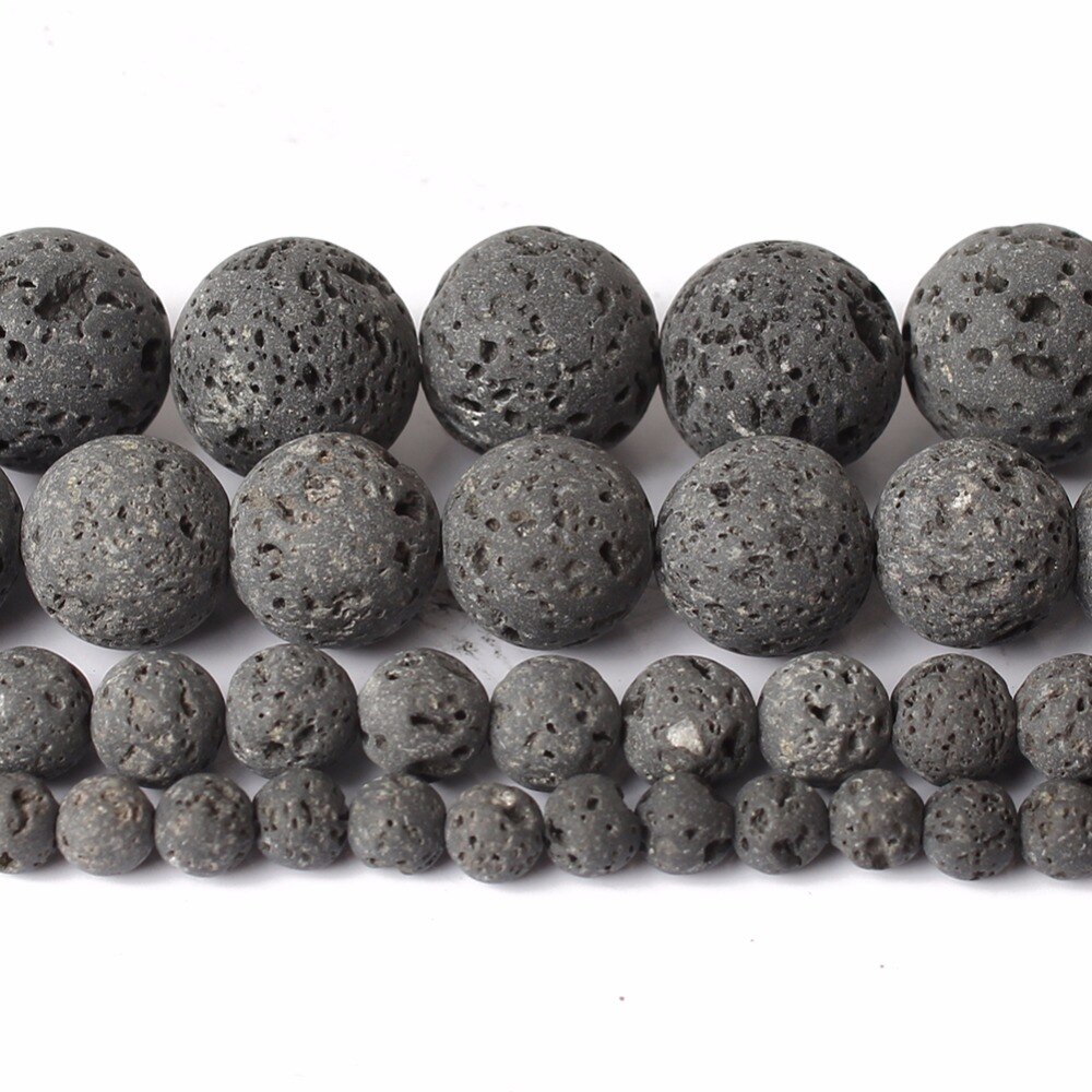 Sort farve vulkansk sten naturlig sort vulkansk lavasten runde perler  :4/6/8/10/12mm