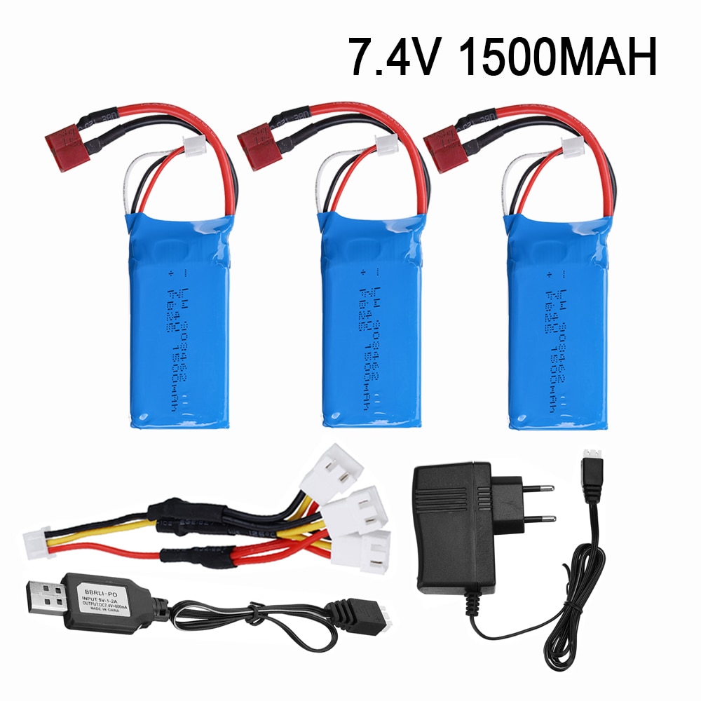 Mise à niveau de 7.4v batteries lipo 1500 2s pour wltoys  a959-b  a969-b  a979-b  k929b rc desert truck car, pièces de rechange et chargeur