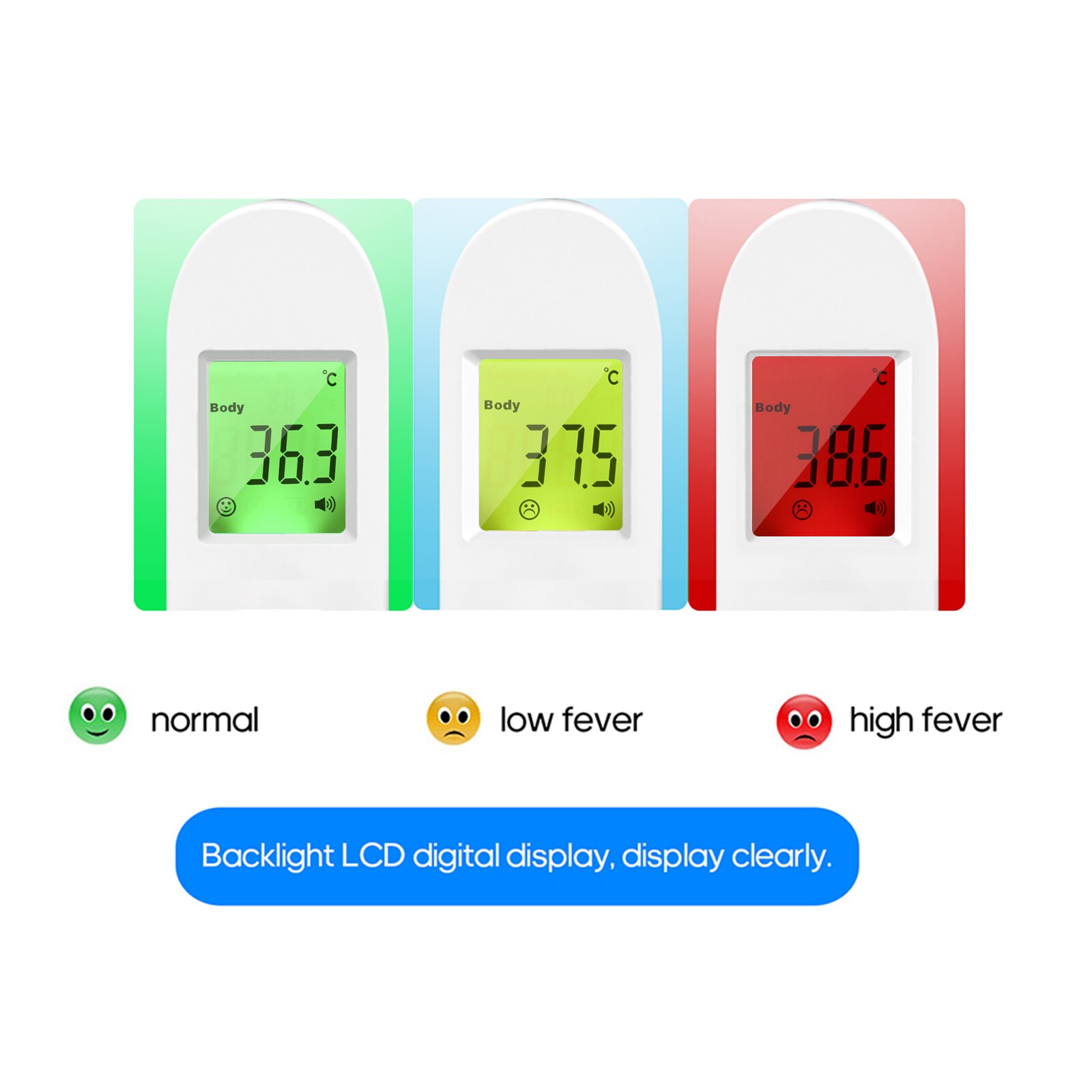 Body Thermometer Digital Non-Contact IR Infrared Thermometer Forehead Temperature Measurement 3 Colors Backlight Display ℃/℉