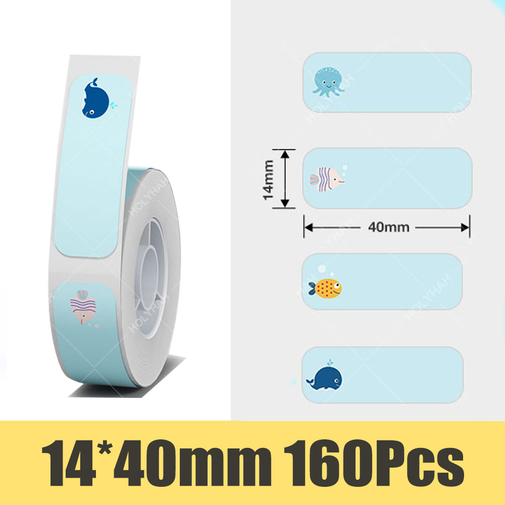 Niimbot D11 D110 D101 Mini Label printer paper Printing Label Waterproof Anti-Oil Price Tape Scratch-Resistant Label Sticker: Sea 14x40mm