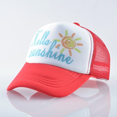 Tqmsmy Hello Sunshine Kinderen Zonnehoed Koele Jongen Baseball Hoed Cap Meisje Trucker Hoeden Kind Snapback Hoeden Kids Caps TMA40: RED