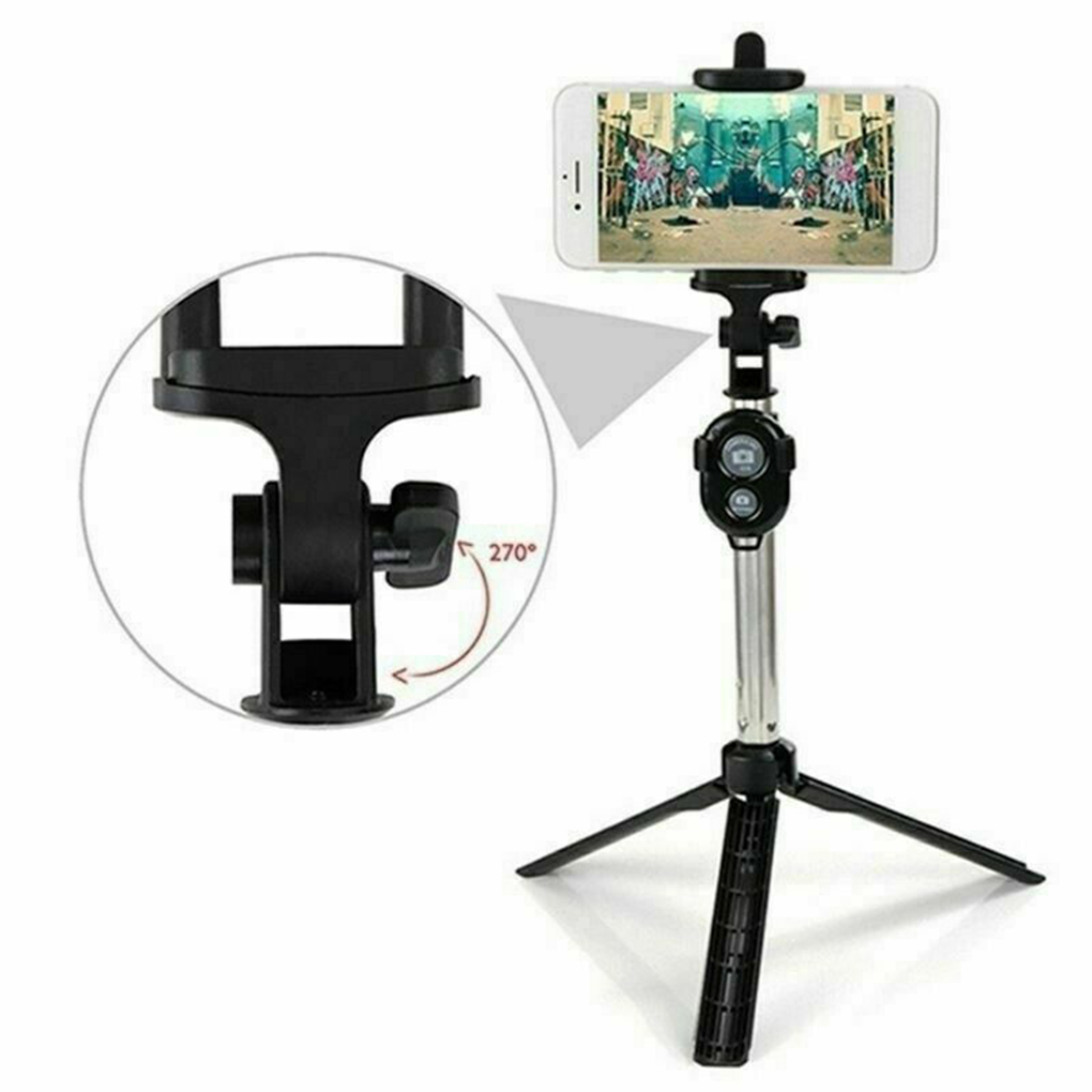 Portable 3 in 1 Wireless Bluetooth Selfie Stick + Mini Selfie Tripod With Remote Control For Mobile Phone
