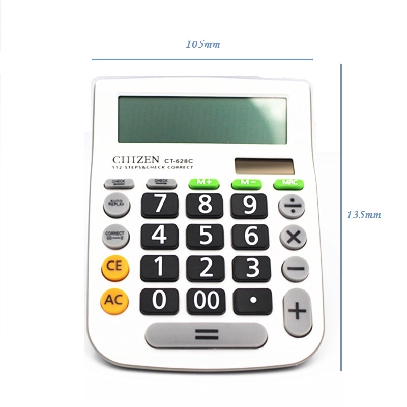 12 Digit Desk Calculator Large Buttons Financial Business Accounting Tool white big buttons CT-628C