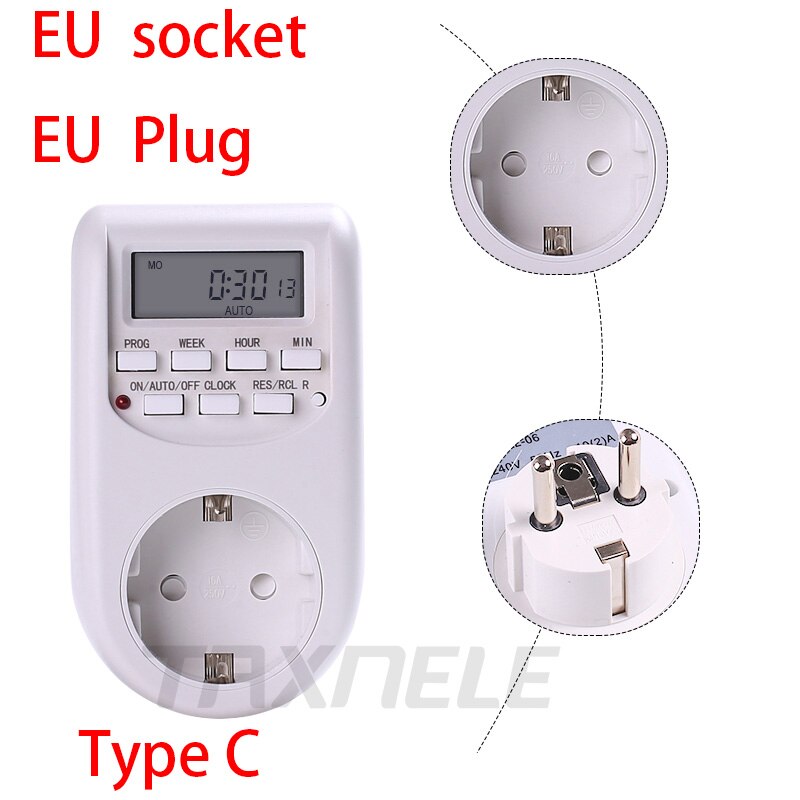 Digitale Programmierbare Timer Schalter 220V 230V 50HZ 60HZ 7 Tage Wöchentlich Programmierbare LCD Anzeige Energie Timer zeit Schalter Relais 10A: Typ C