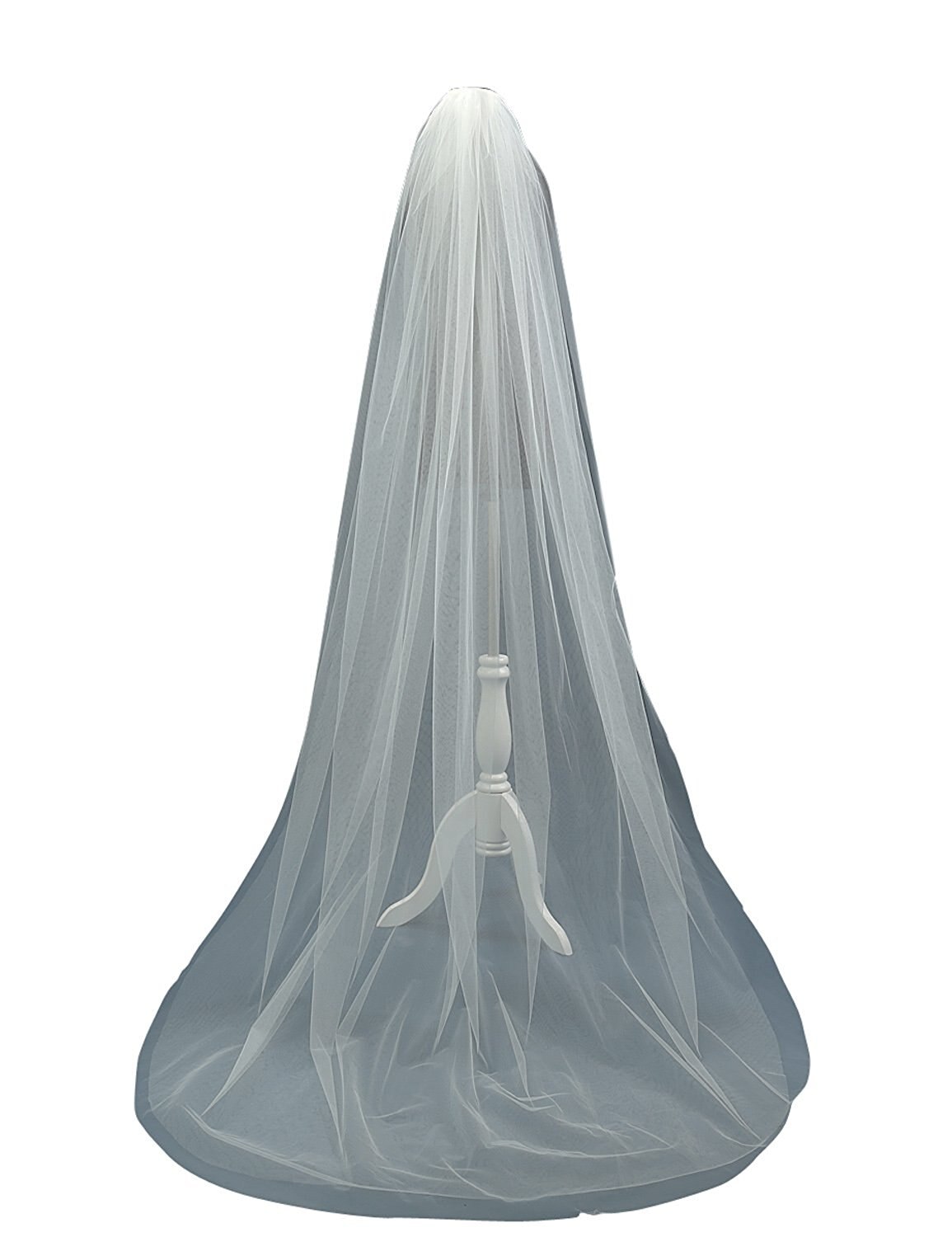 Pet-Jos Hochzeit Brautschleier Lange Kathedrale Länge 1 Etage Brautschleier Elegant Weich Tüll Boden 274cm Schleier Kathedrale mit Kamm Hochzeitszubehör (Weiß