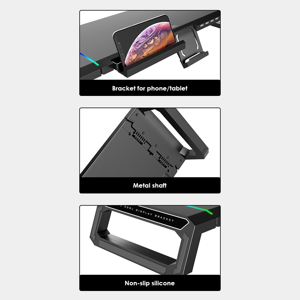 Universal Monitor Stand Riser RGB Support with 4 U... – Grandado