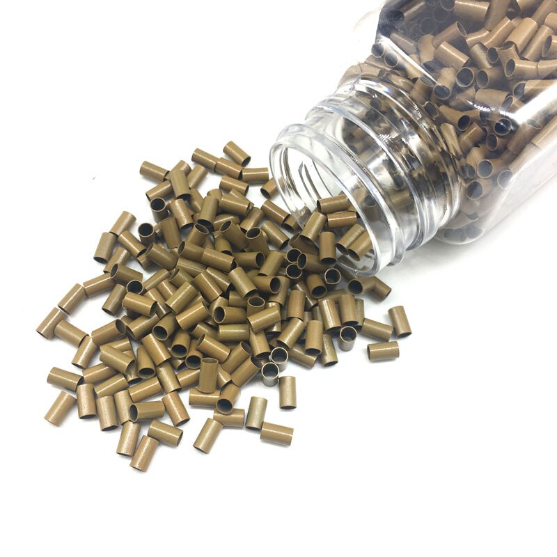 1000 stks Koperen Buis Kralen Micro Link Rings Gevoerd voor Hair Extensions 343060mm Rechte Koper Micro Kralen
