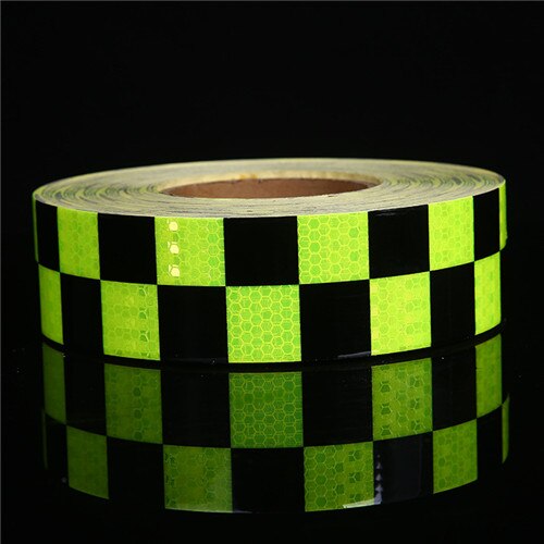 5 cm x 45m dubbele kleuren geruite reflecterende sticker voor waarschuwingstape voor vrachtwagenachterkanten in winkelcentra: Geelgroen