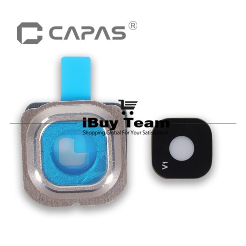 Rear Camera Lens Glass Cover for Samsung Galaxy S6 Edge - Replacement Part with Frame: Gold