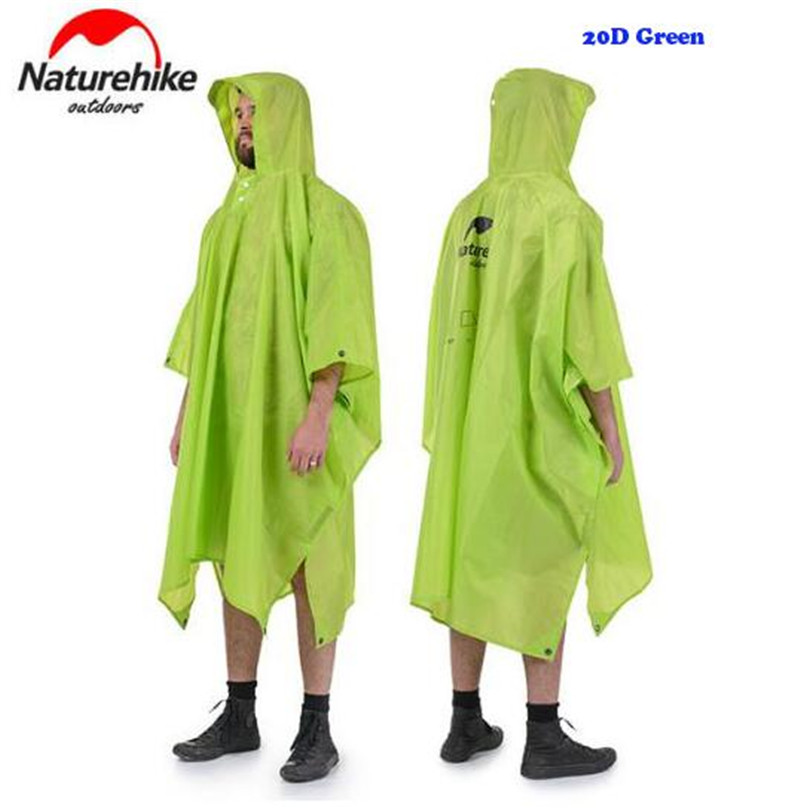 Naturehike 3 in 1 Ourdoor Raincoat Portable Multifunctional Water-resistant Shade Cover Waterproof Poncho Rainwear: 20D GREEN