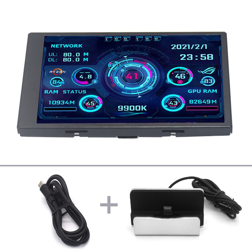 Neueste 3,5 Zoll IPS Typ-C Sekundären Bildschirm Computer CPU GPU RAM HDD Monitor mit Halterung USB Anzeige AIDA64 für Mini ITX fallen: mit Besondere Base