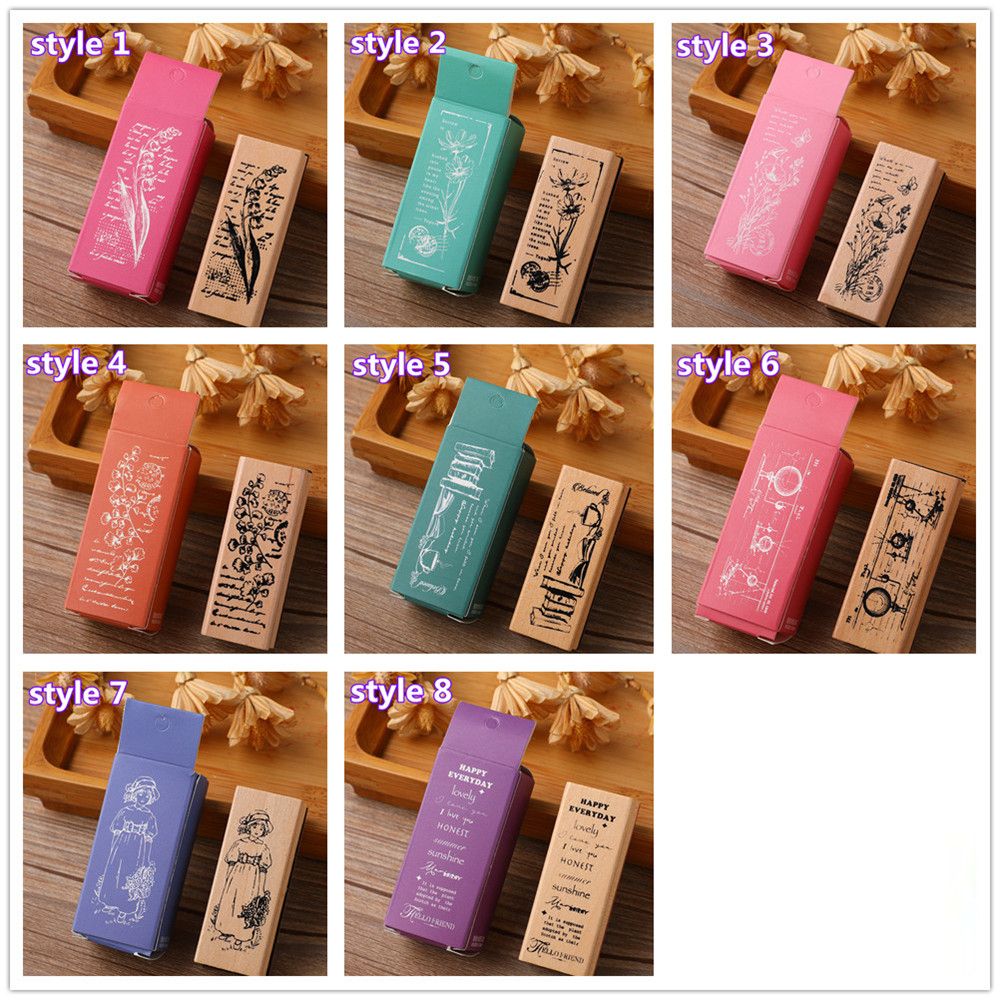 1 sztuk drewniane roślin kwiat dziewczyny Seal Vintage stemple gumowe DIY rzemiosło szycia tłoczenia akcesoria do scrapbookingu