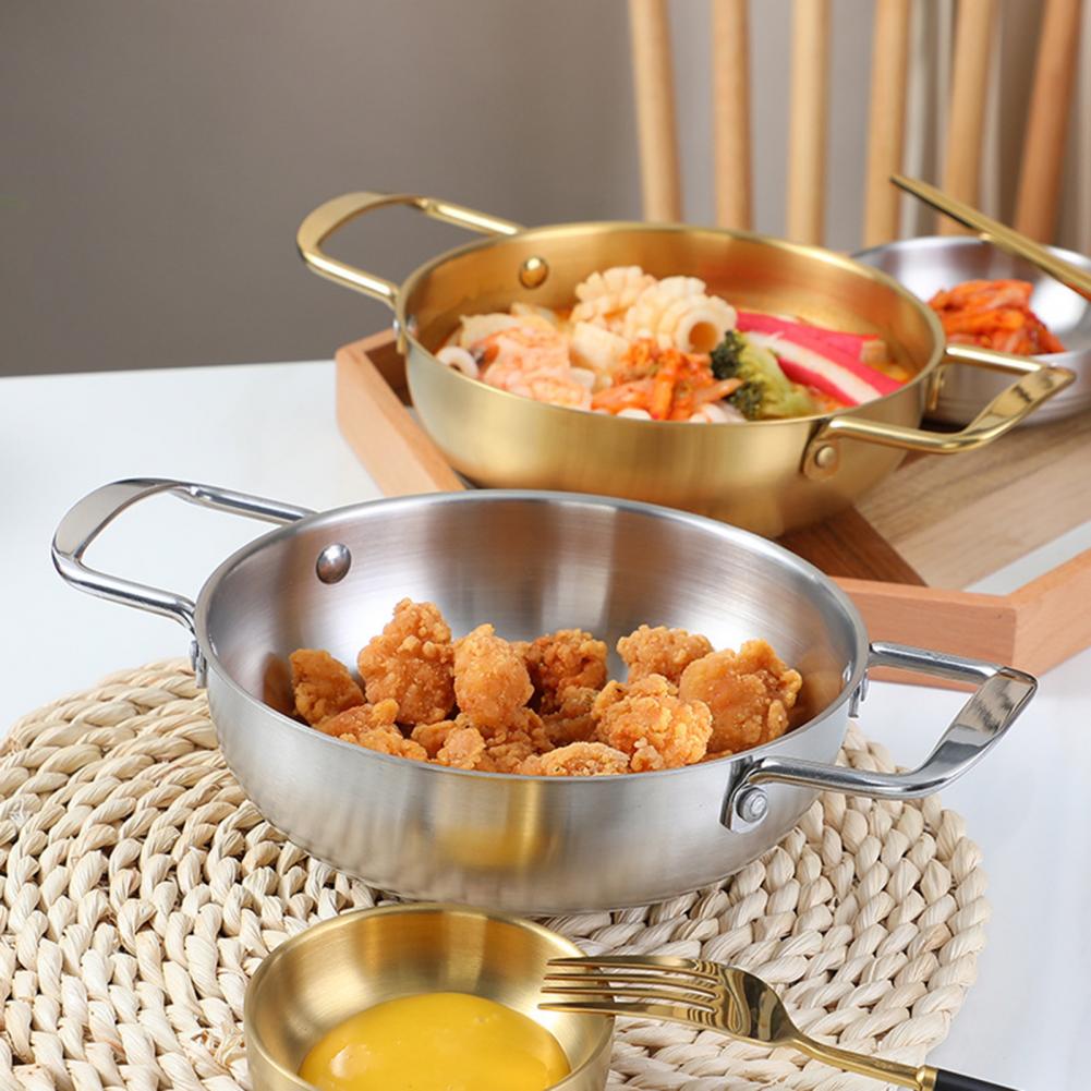 Noodle Pan Convenient Double Handle Stainless Steel Frosted Thick Ramen Pan for Kitchen Cookware Korean Ramen Kimchi Pot