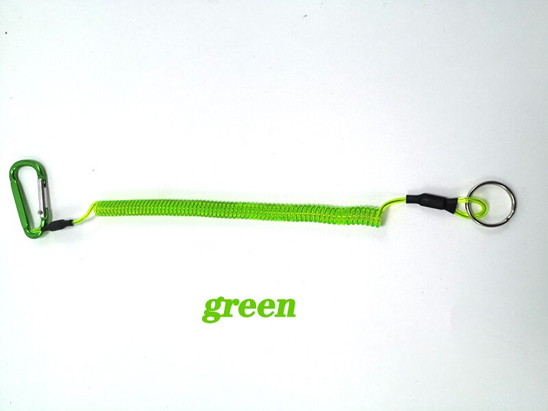 Carabiner Camping Hiking Anti-lost Rope Fish Clamp Controller Hanging Rope 6-Color Powerful Rope Keychain Rope: GREEN