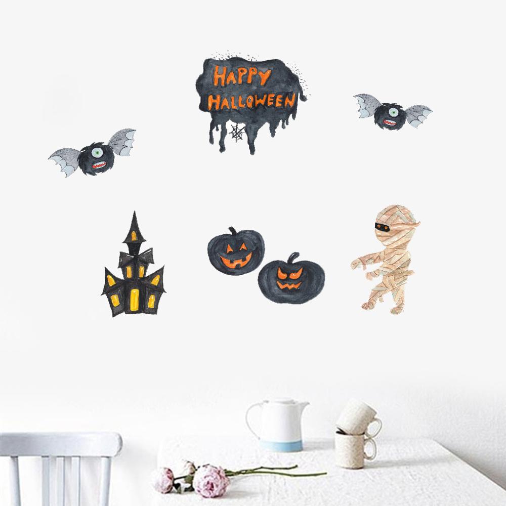 Cute Halloween Mummy PVC Sticker Wall Sticker Wallpaper Living Room Decoration FDH