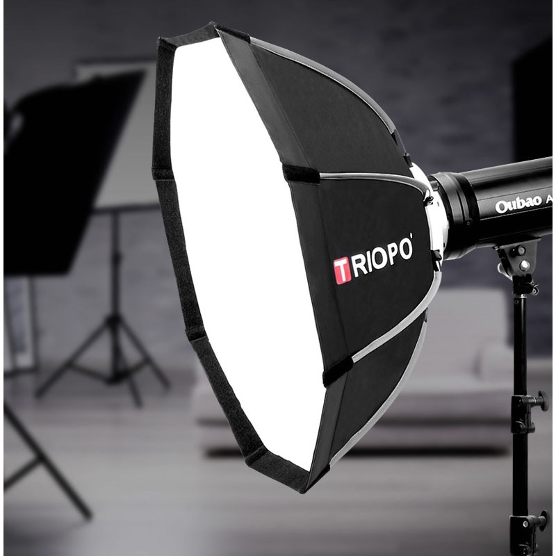 Triopo 65cm bærbar bowens mount ottekant paraply softbox + bæretaske til fotostudie flash udendørs fotografering soft box