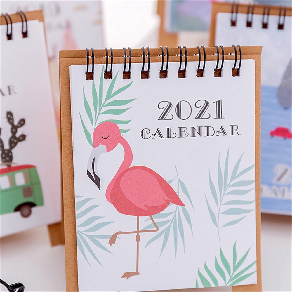 Hånd tegning frisk tegneserie mini flamingo desktop papir kalender dobbelt daglig planlægger tabel planlægger årlig dagsorden arrangør