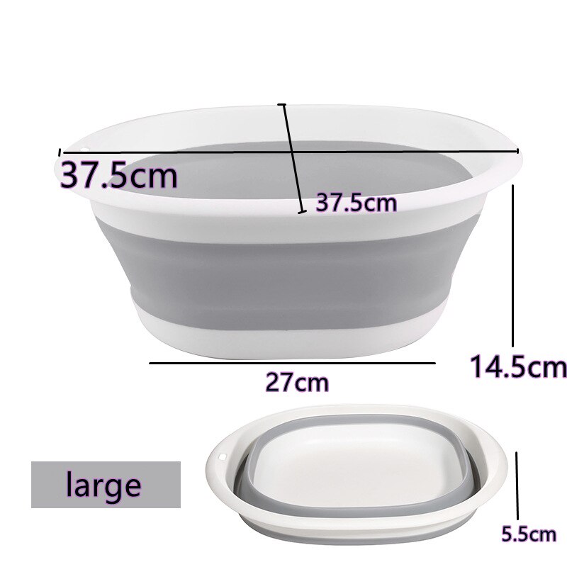 Plastic Folding Basins Portable Wash Basins Folding Laundry Tub Bathroom Kitchen Accessori Travel Folding Wash Basin Three Model: grey  large