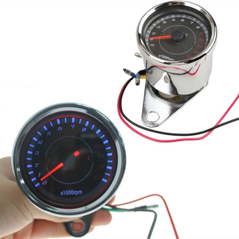 Motorcycle Tachometer Meter LED Backlight Gauge Rev Counter 12V Auto Tacho Meter Pointer 0-13000 RPM Universal Refit Accessories