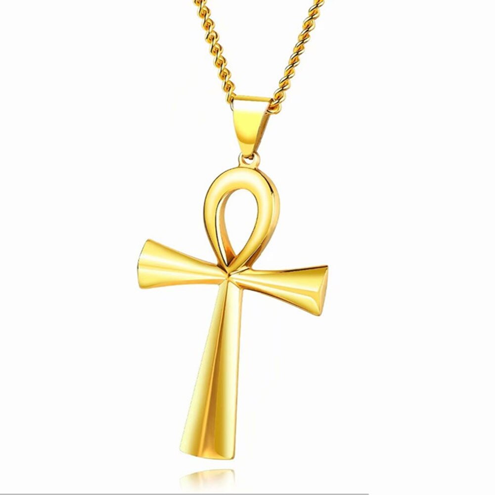 Amulett anheng egyptisk ankh krusifiks halskjeder anheng rustfritt stål symbol på livet kors halskjeder smykker kjeder