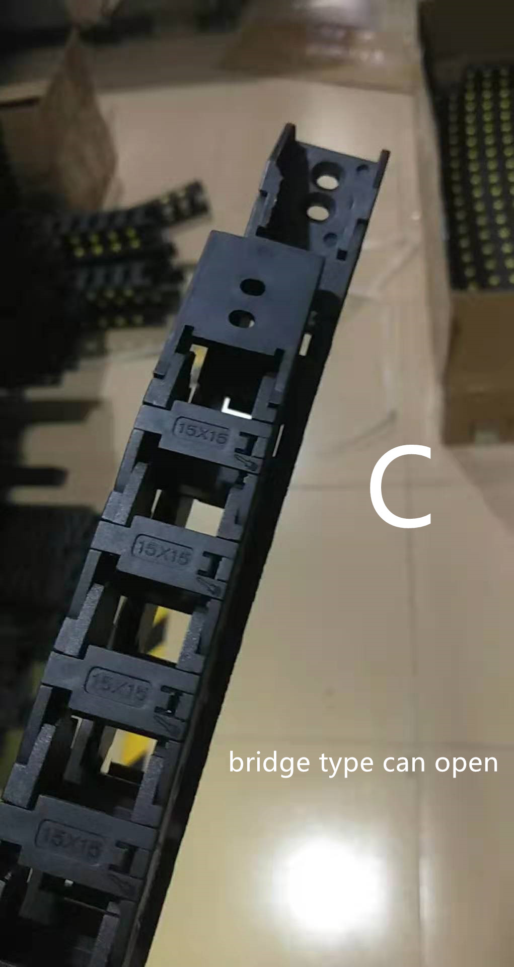 Bro typen kan ikke åpne plast 15 mmx 15mm trekkjede med endekoblinger  l 1000mm gravemaskinen kabel til cnc ruter