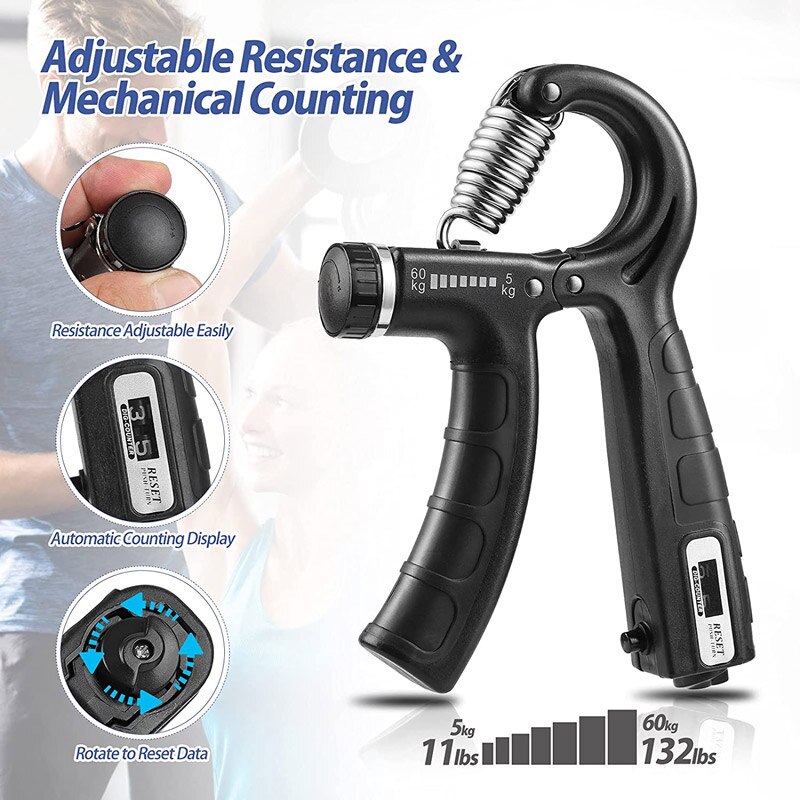 Adjustable Counting Hand Exerciser Hand Grip Strength Expander Finger Pinch Carpal Expander Handgrip Muscle Training Equipment