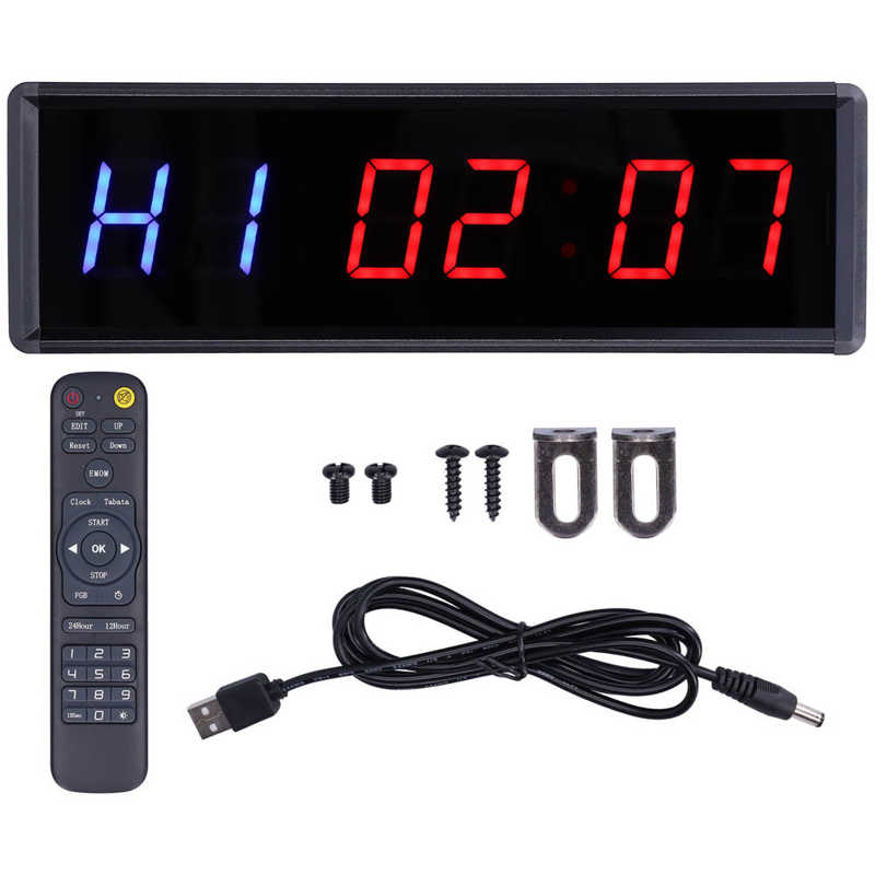 LED Timer Clock Interval Timer 1.5in LED Digital Display Count Down/Up Clock with Remote for Home Gym Office