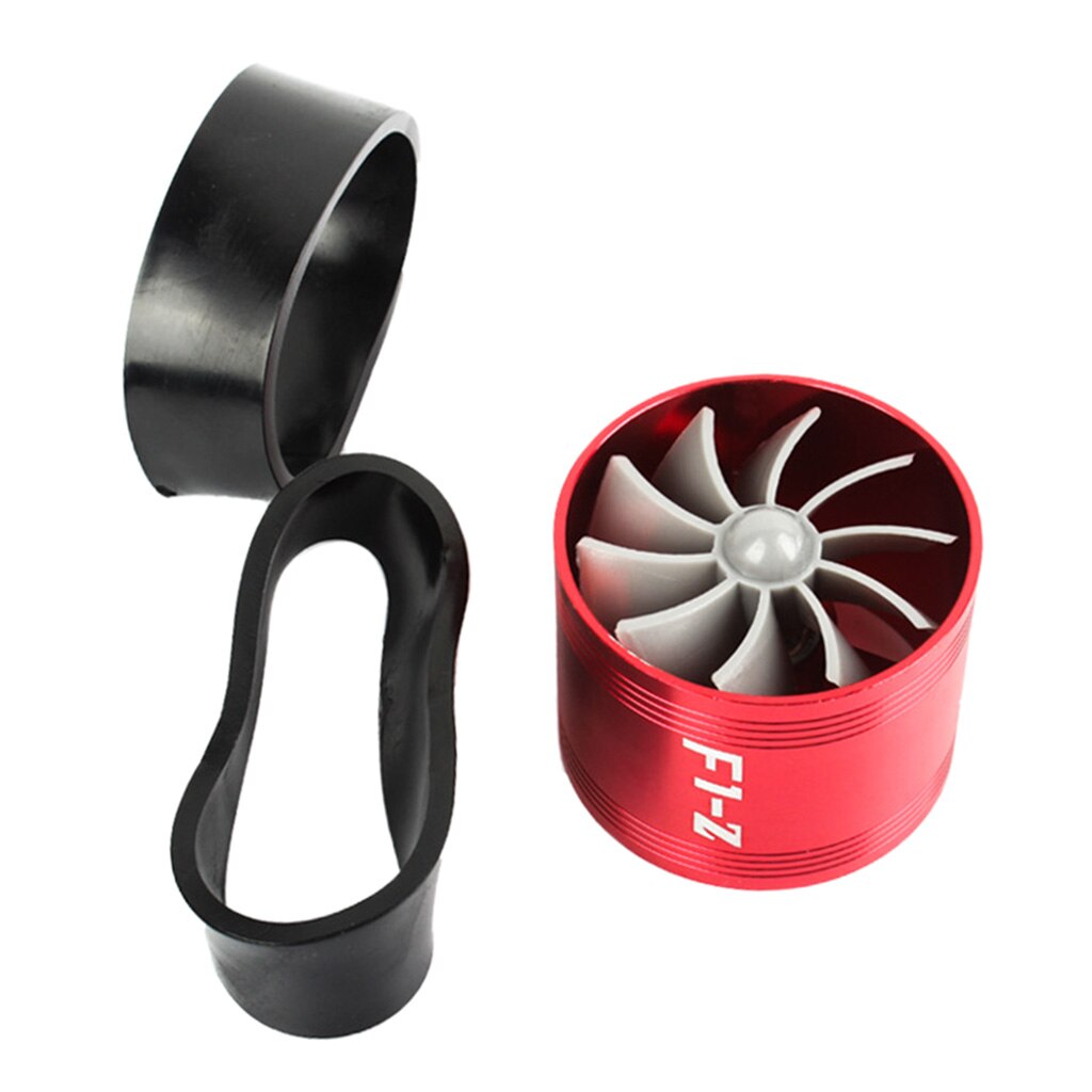 Universal Air Intake Turbo Turbocharger Fuel Gas Saver Fan Black Red: Red