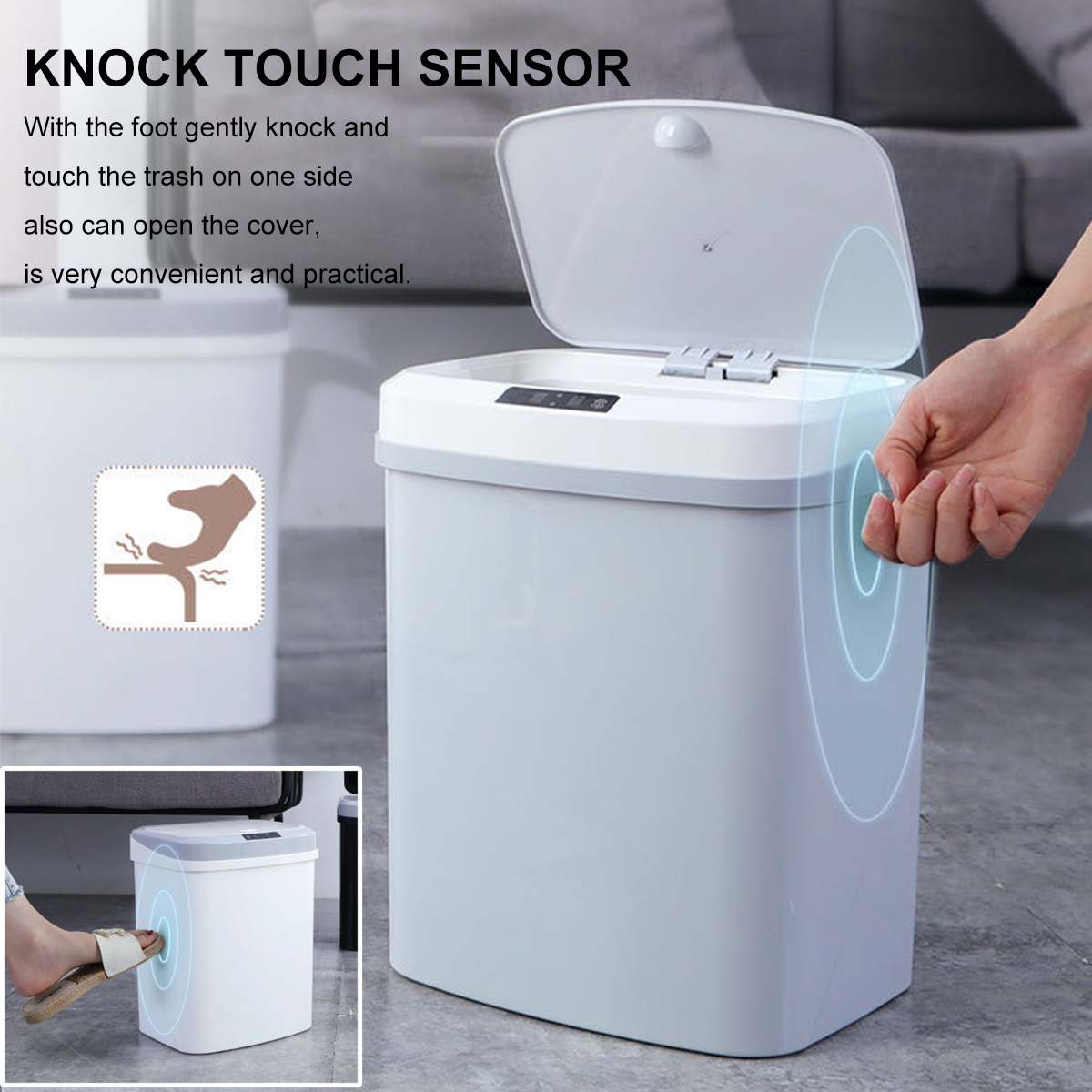6/10l sensor prullenbak klopsensor automatische afvalbak vuilnisbak huishoudelijk badkamer toilet waterdicht usb/batterij