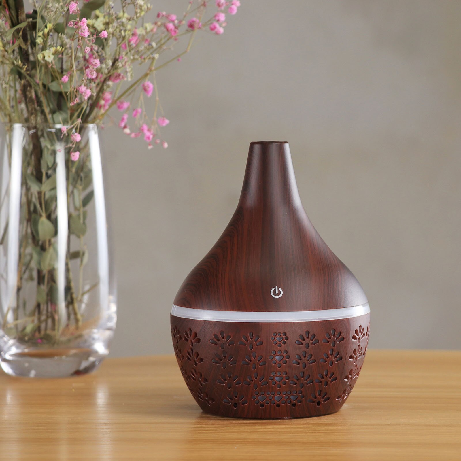 Humidificador de aire eléctrico con Usb, difusor de Aroma, niebla, aceite de grano de madera, aromaterapia, Mini, con 7 luces Led, para coche, casa y oficina, n. ° 4, 130ml