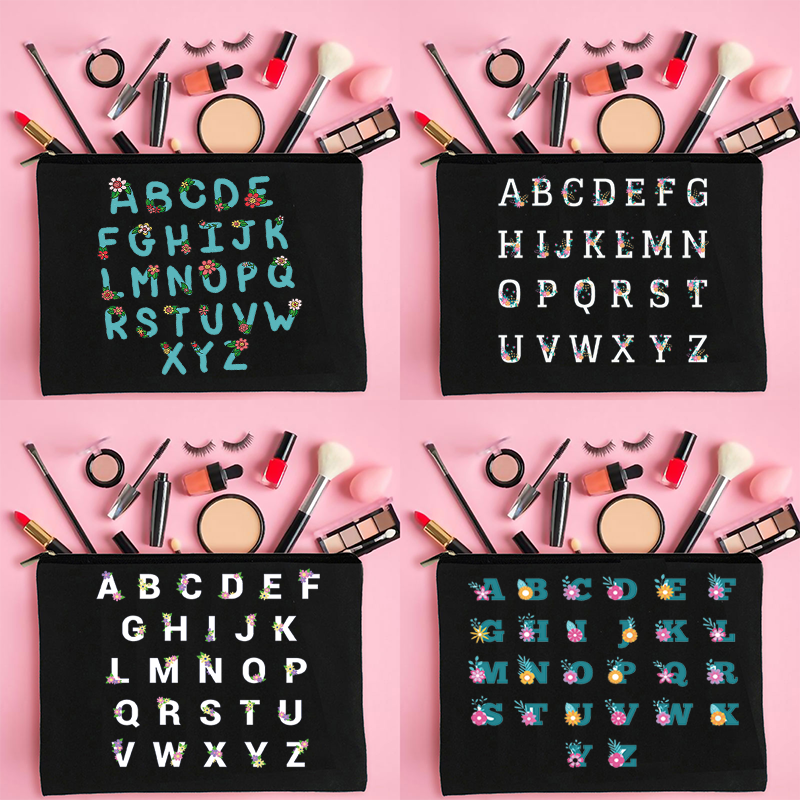 2022 Flower Letters Alphabet Travel Washing Bag cute Organizer Beauty Case Cosmetic Bags Make up Bags Best For Her