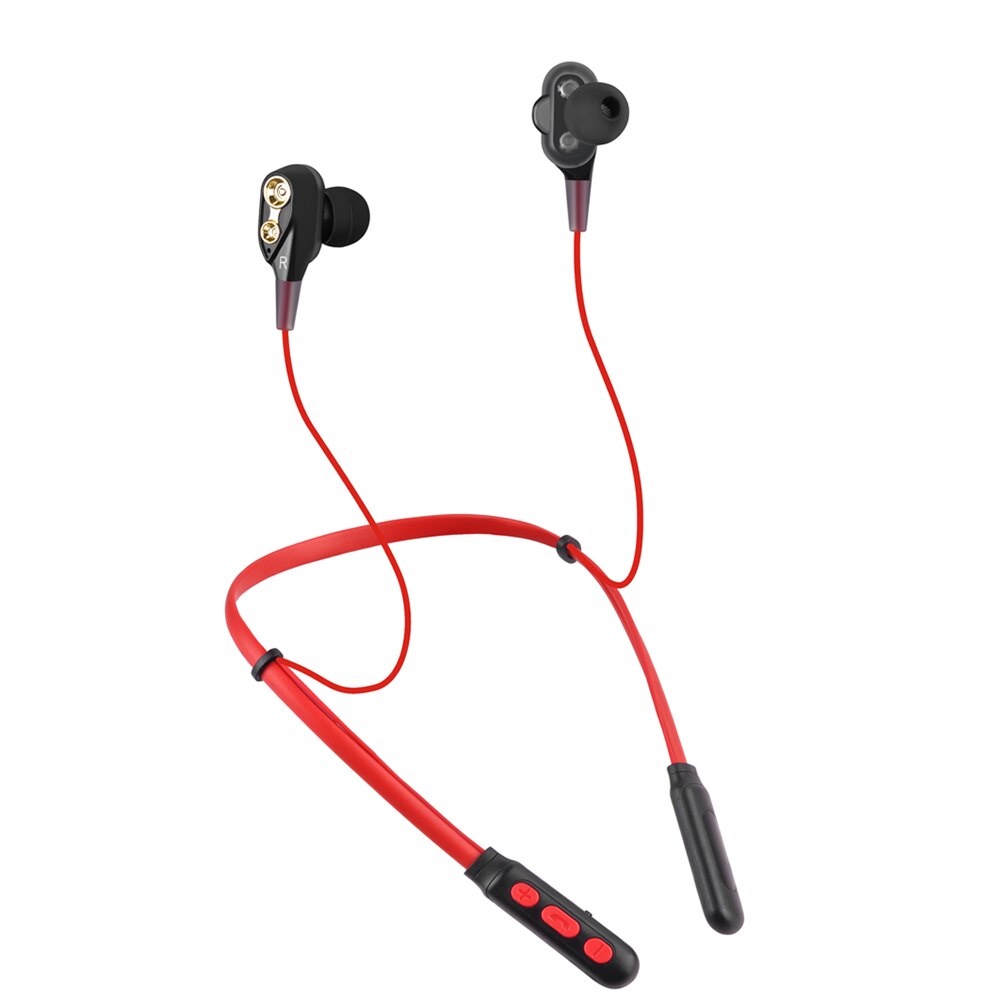 ALWUP G01 Bluetooth Earphone Wireless Headphones Four Unit Drive Double Dynamic Hybrid Deep Bass Earphone for Phone with mic 5.0: G01-RD