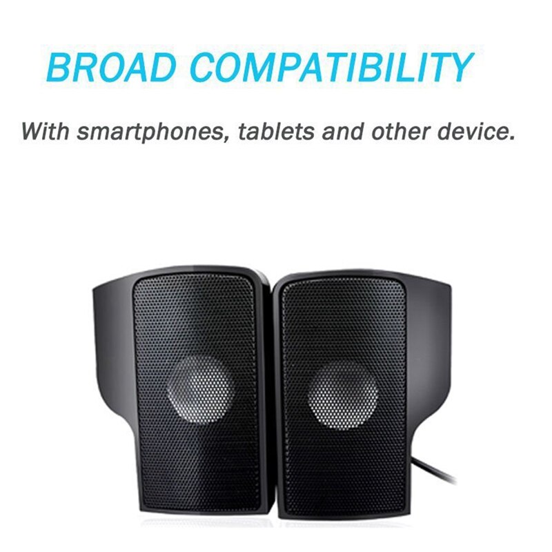 Portable Clip-On USB Powered Stereo Speaker Soundbar for Notebook Laptop PC Desktop Tablet