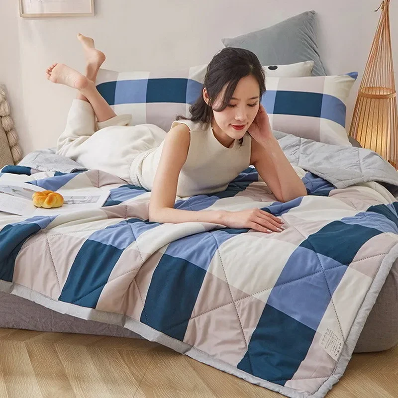 Gesteppte sommerdecke mit kissenbezug oder einzelne steppdecken, weich, atmungsaktiv, waschbar, dünne bettdecke, doppeldecke 100/150/180/200cm: Bett 80 / Braun