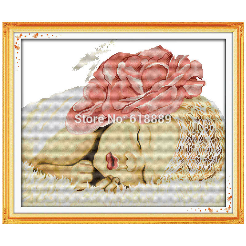 Conjuntos de punto de cruz chinos para bebé y Ángel durmiente, punto de cruz de 11CT y 14CT, Kits de bordado