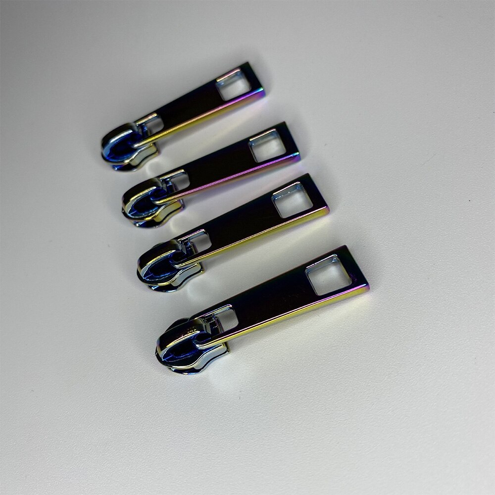 4 Pc Zipper Pull Pulls Slider Replacement Open End Stone Zippers Head Dazzling Multi-color Iridescent Purple