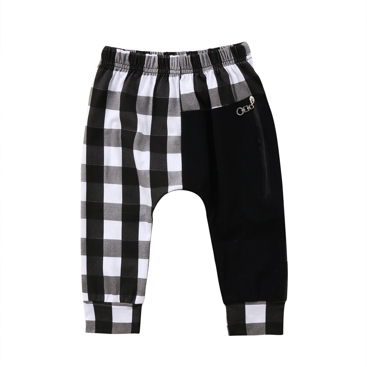 Bambino Del Bambino Dei Bambini Dei Ragazzi Plaid Patchwork Tasca Pantaloni Stile Harem Casual Sport Pantaloni Allentati Pantaloni Lunghi Pantaloni Della Tuta da Jogging Jogger Pantaloni: Black / 3T