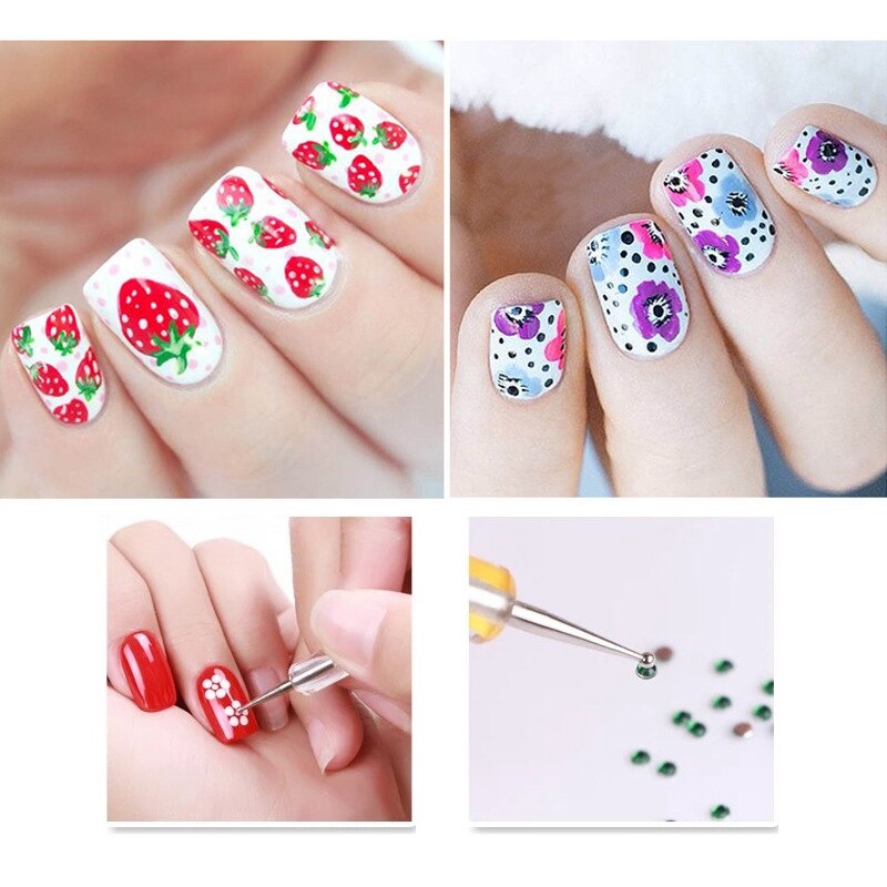 5 Pc Point Pen 2 Way Dotting Pen Tool Nail Art Tip Dot Paint Manicure Kit