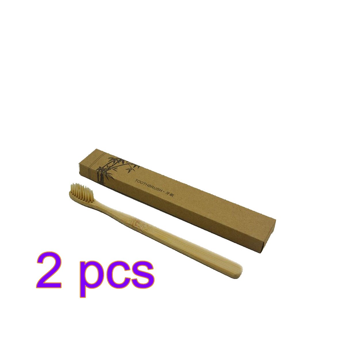 1pc/2 stk voksen / barn miljøvenligt træ tandbørste bambus tandbørste blød bambus fiber træhåndtag tandbørste: 2 stk 01