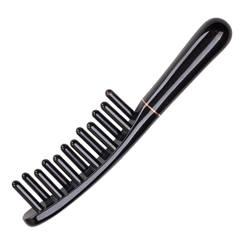 Portable Double-Row Wide Teeth Comb Anti-Static Black Horn Combs Head Comb