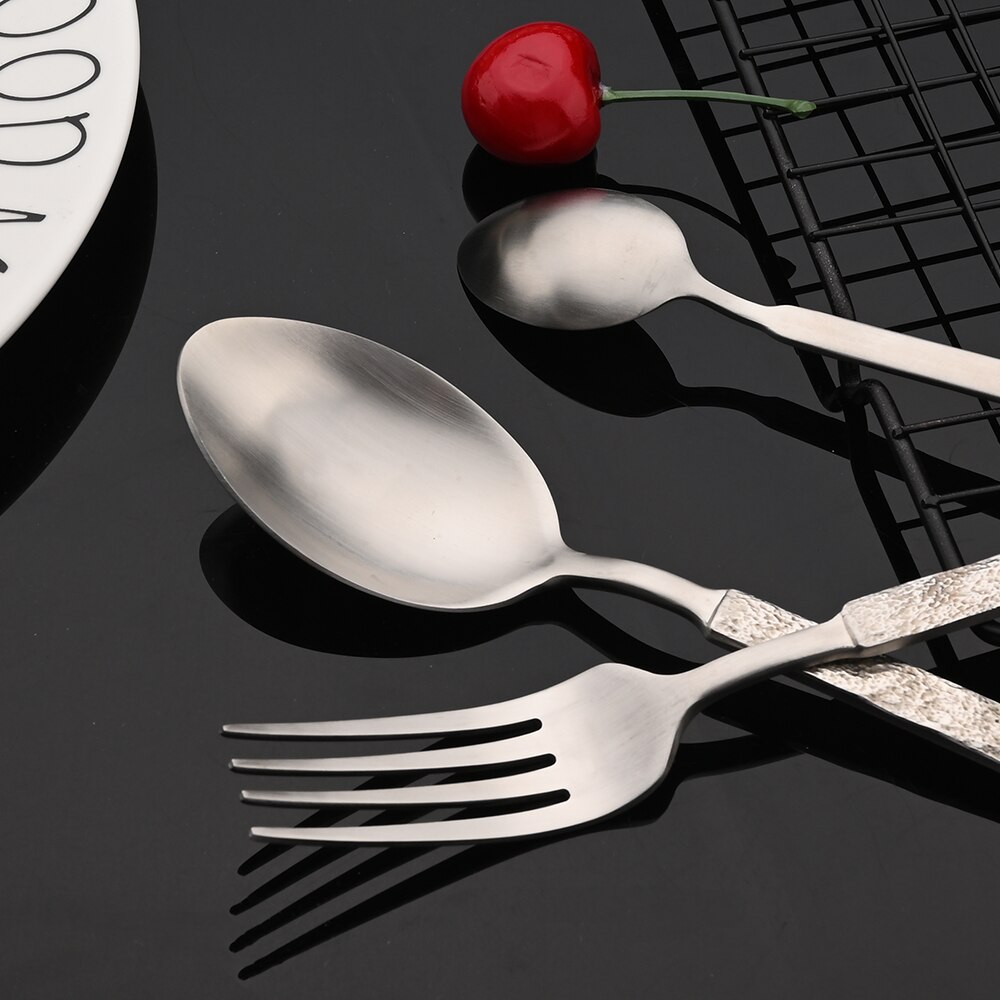 Silver Matte Flatware Cutlery Set Silver Dinner Set Classic Restaurant 304 Stainless Steel Kitchen Wedding Dinnerware Tableware