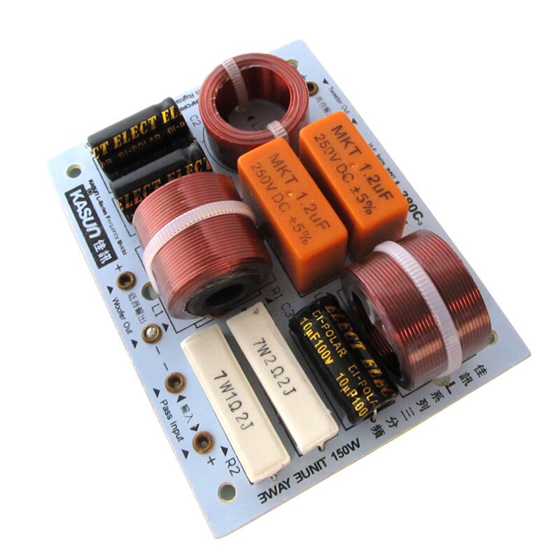 2PCS 3 Way 200W Speaker Treble Alto Bass Frequency Divider Home Theater Hifi Stereo 3 Unit Filter Audio Crossover Filters